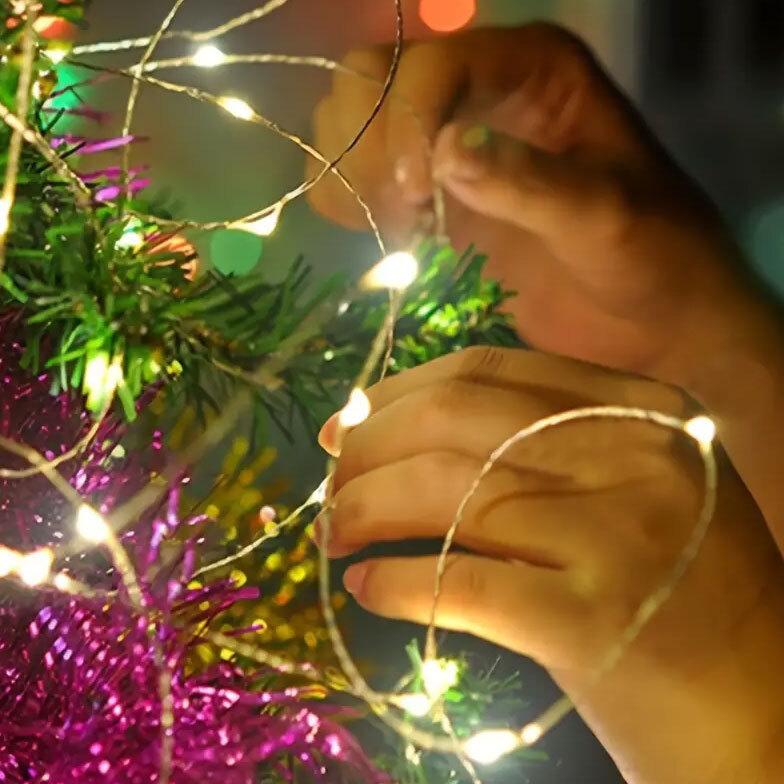 Led Ροζ φωτισμός με μπαταρίες - 3 μέτρα μήκος με 30 Led λαμπάκια 22