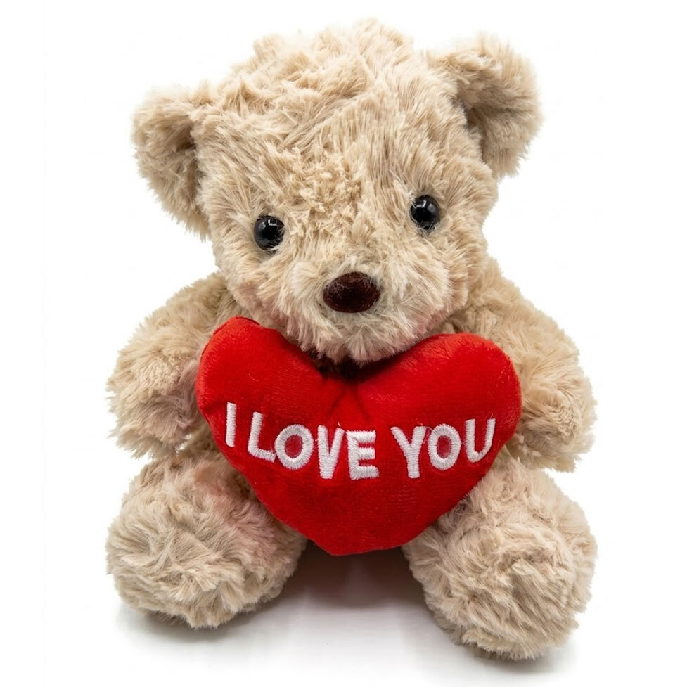 Stuffed Toy Bear Beige I Love You - 17 cm