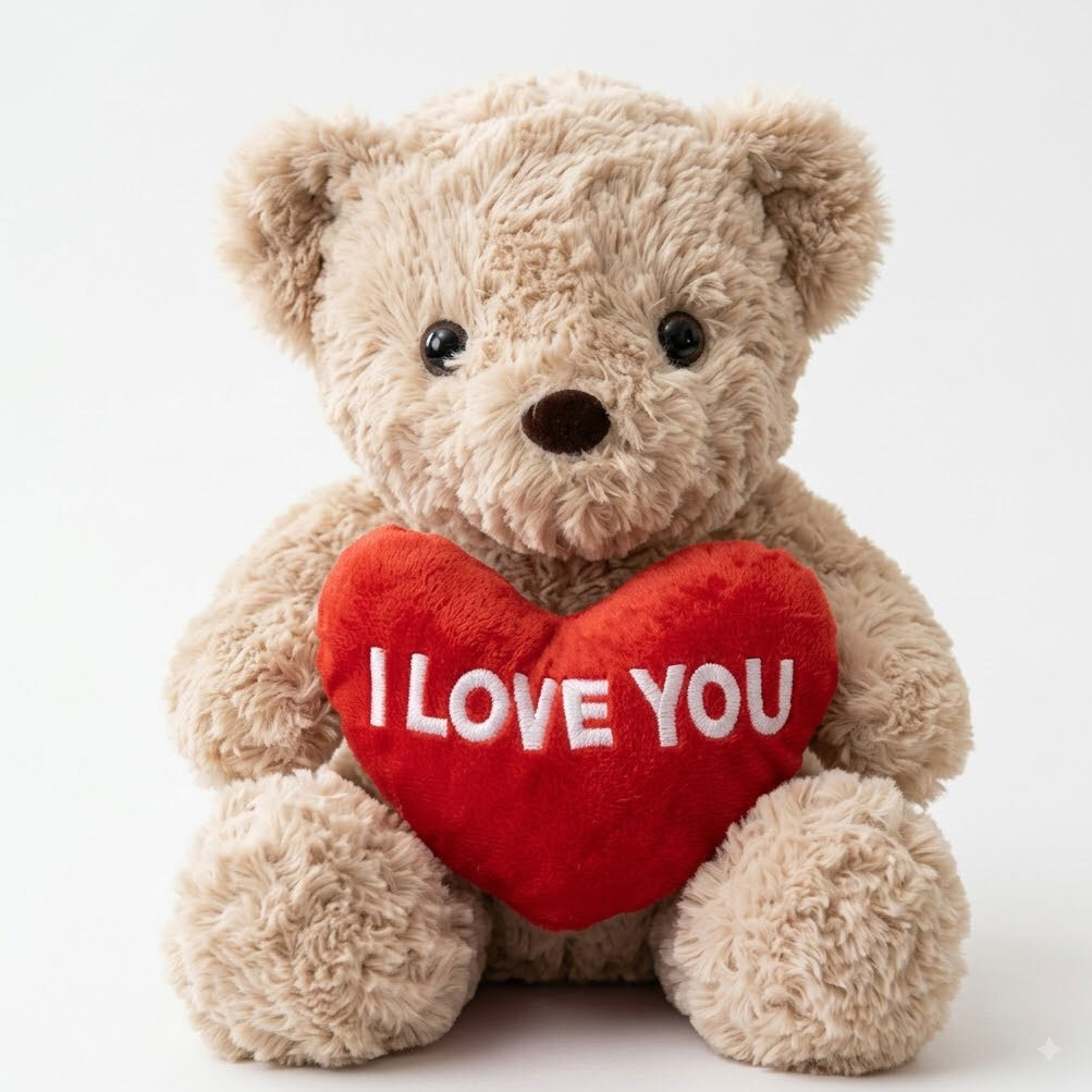 Stuffed Toy Bear Beige I Love You - 17 cm
