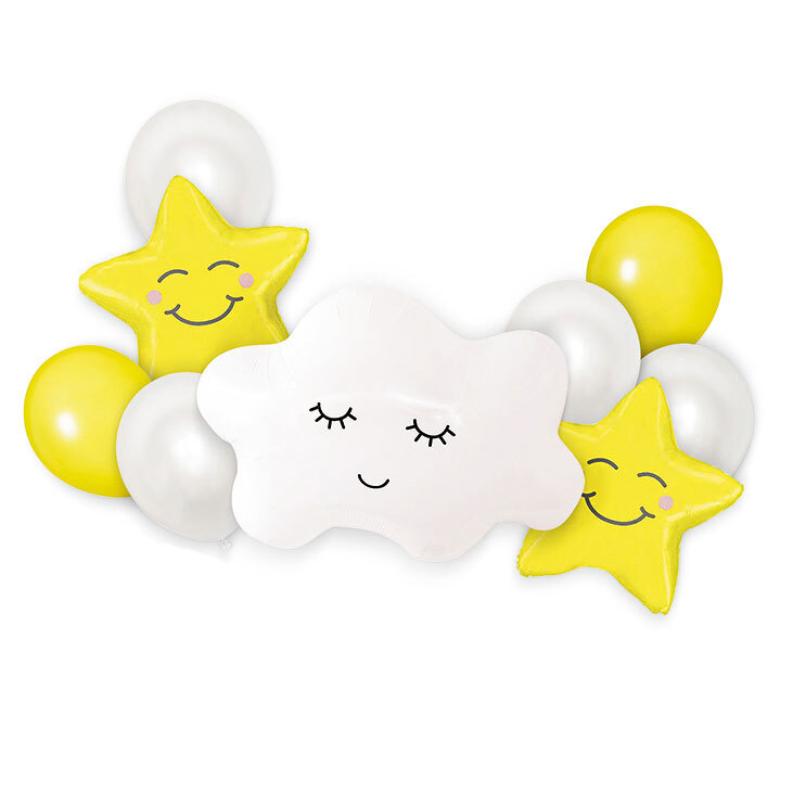 Balloons Cloud Smile Face Set 9 Pieces (Packaged)