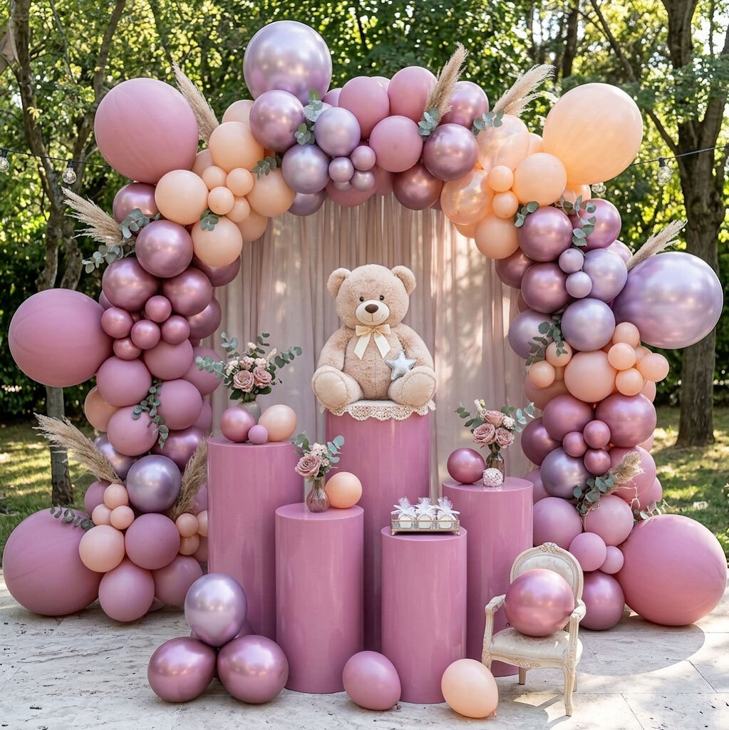 Cylindrical Display Pink Pedestals for Baptism Decoration (5 pieces)