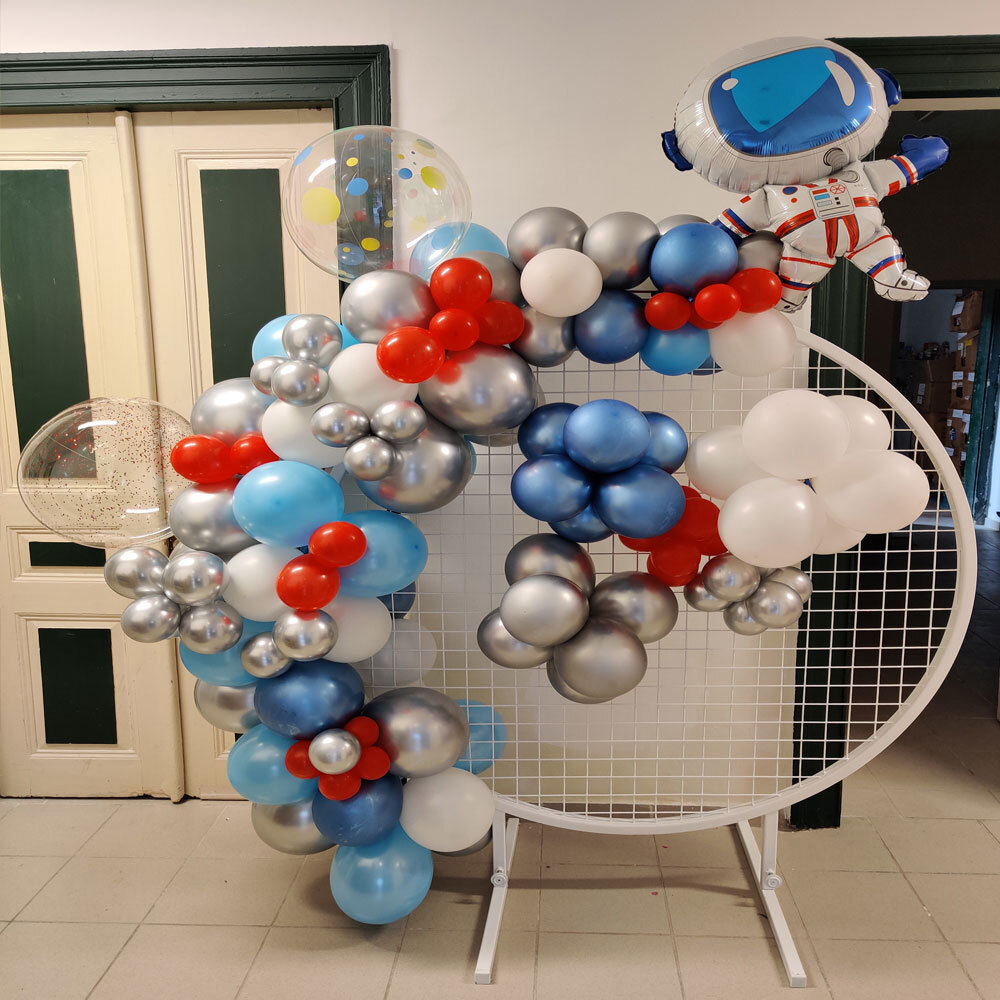 Balloons metallic frame round with grid 1,8m easy to carry