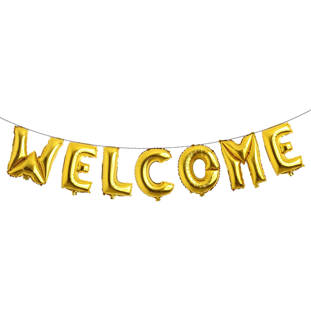 Μπαλόνια Welcome! χρυσά 16'' (8 Τεμάχια)