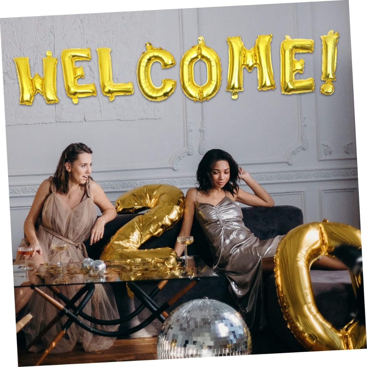 Μπαλόνια Welcome! χρυσά 16'' (8 Τεμάχια) 2