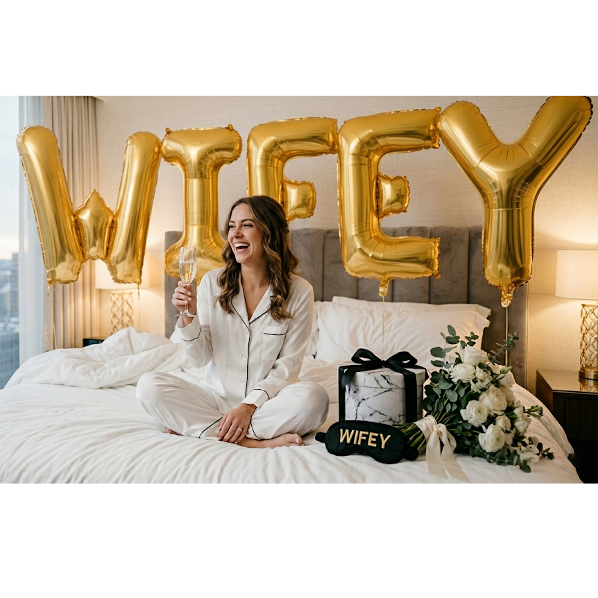 Μπαλόνια WIFEY γράμματα 1 Μέτρο Χρυσού χρώματος 5 τεμάχια
