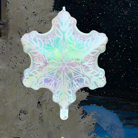 Balloon Snowflake Transparent Frosted 60cm x 50cm (Inflate with air)